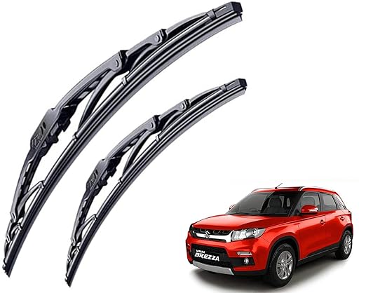 Car Wiper Blades Compatible with Brezza | Front Windshield Replacement | 24” + 16” | Black Rubber