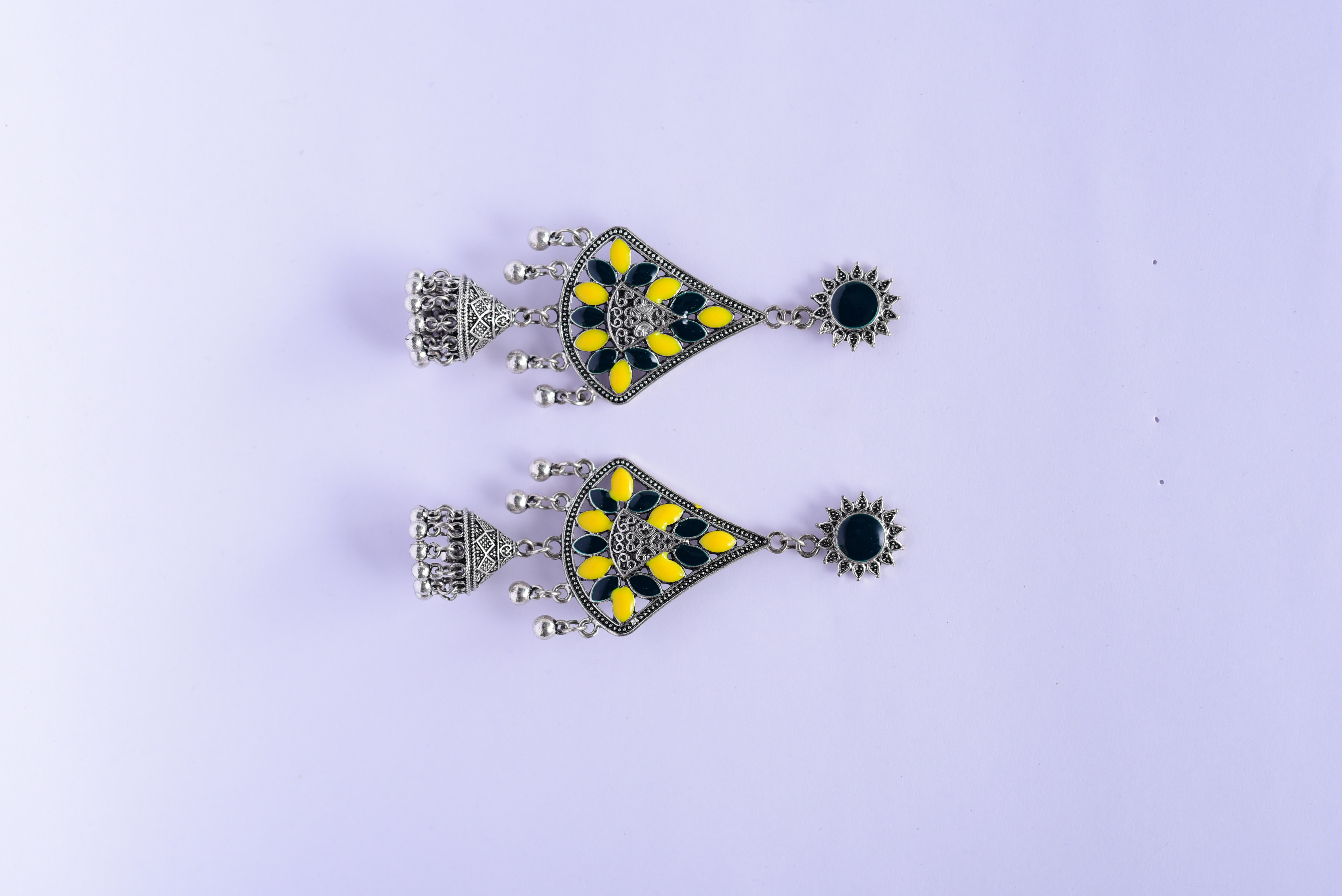 Namokriti Boho Chic Oxidised Danglers – Ethnic Jhumka with Colourful Detailing