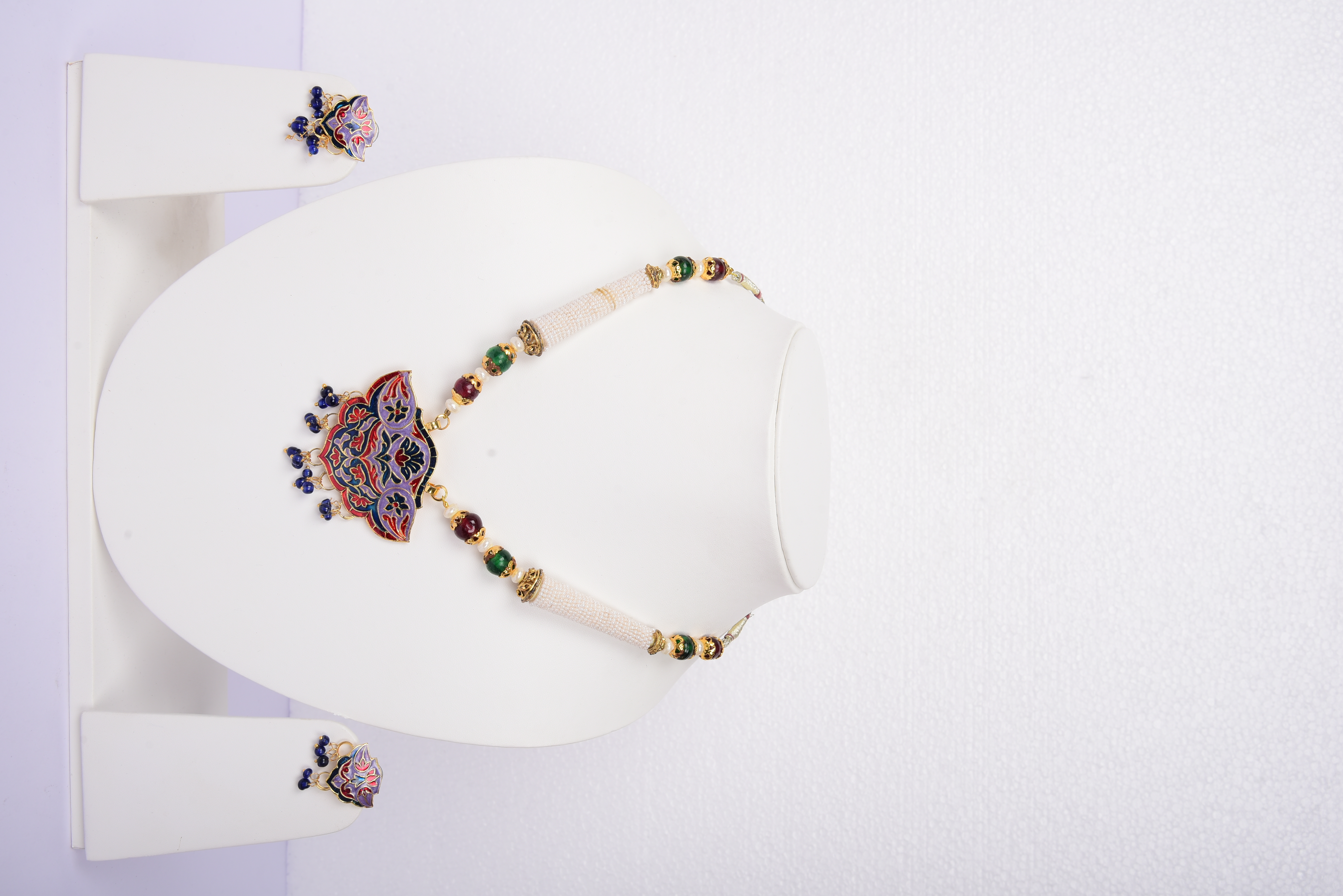 Namokriti Multicolor Enamel Pendant Necklace Set – Perfect for Weddings & Festive Wear