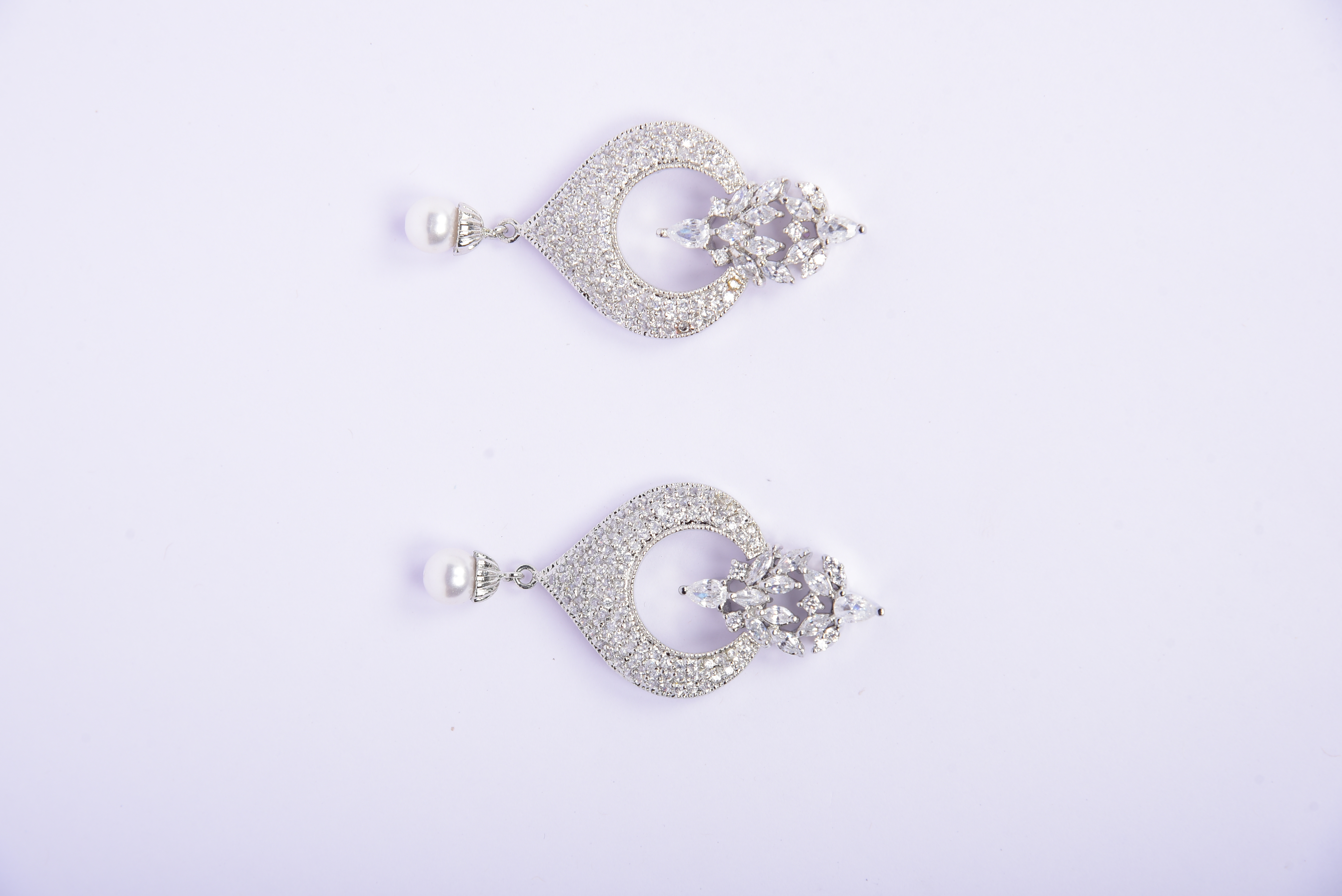Namokriti Designer Artificial Diamond Dangle Earrings with Pearl Accent for Weddings & Parties